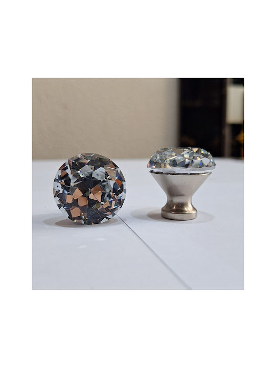 ACM Knob Furniture made of Metallic & Zamak & Crystal Nickel matt 30mm (Center Distance 30mm) 11851 1pcs
