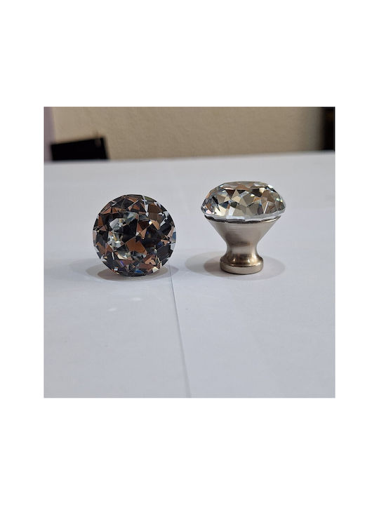 ACM Knob Furniture made of Metallic & Zamak & Crystal Nickel matt 30mm (Center Distance 30mm) 11851 1pcs