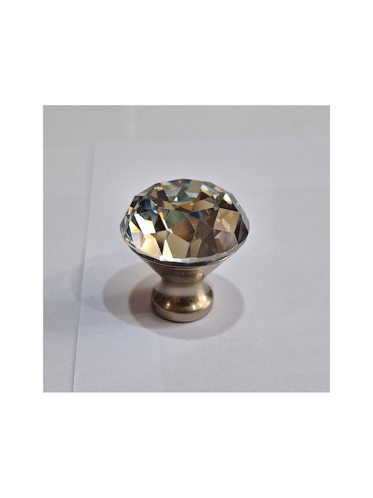 ACM Knob Furniture made of Metallic & Zamak & Crystal Nickel matt 30mm (Center Distance 30mm) 11851 1pcs