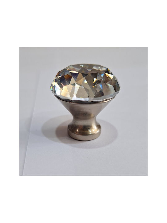 ACM Knob Furniture made of Metallic & Zamak & Crystal Nickel matt 30mm (Center Distance 30mm) 11851 1pcs