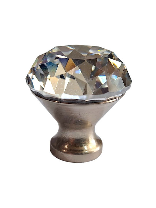 ACM Knob Furniture made of Metallic & Zamak & Crystal Nickel matt 30mm (Center Distance 30mm) 11851 1pcs