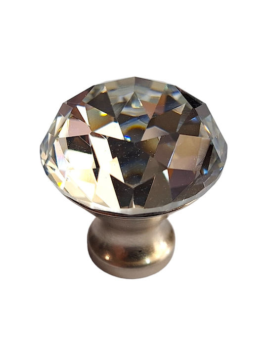 ACM Knob Furniture made of Metallic & Zamak & Crystal Nickel matt 30mm (Center Distance 30mm) 11851 1pcs