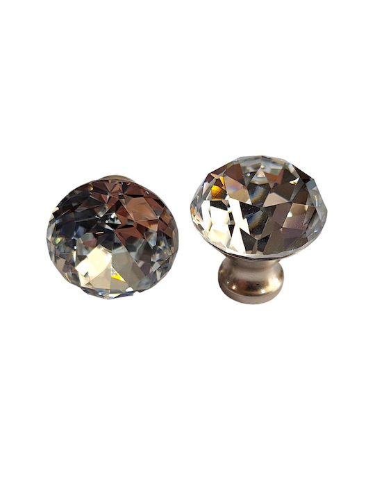 ACM Knob Furniture made of Metallic & Zamak & Crystal Nickel matt 30mm (Center Distance 30mm) 11851 1pcs