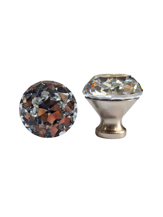 ACM Knob Furniture made of Metallic & Zamak & Crystal Nickel matt 30mm (Center Distance 30mm) 11851 1pcs