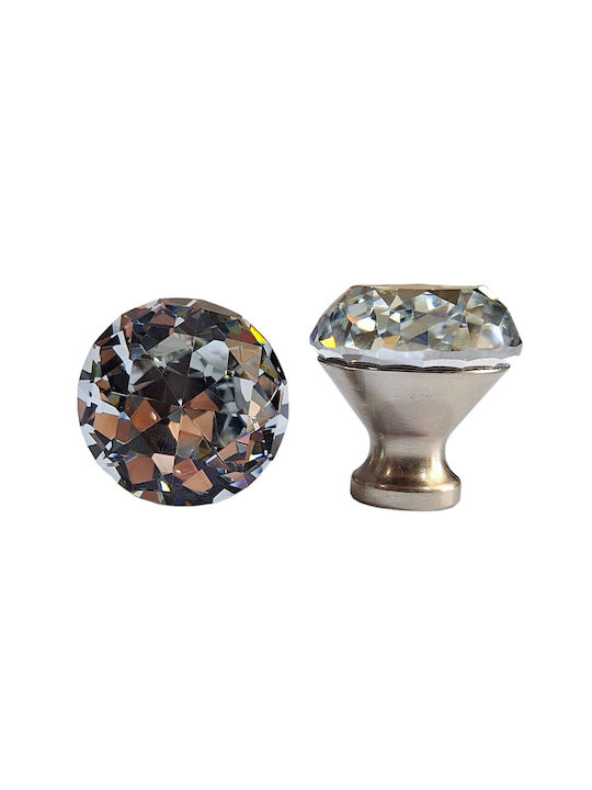 ACM Knob Furniture made of Metallic & Zamak & Crystal Nickel matt 30mm (Center Distance 30mm) 11851 1pcs