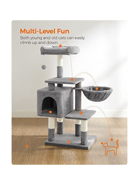 Feandrea Scratching Post Cat Trees Gray 4 levels 50x40x110cm