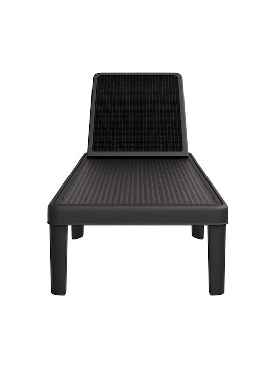 Deckchair Plastic with Cushion Black 159x57x83.5cm.