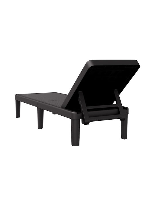 Deckchair Plastic with Cushion Black 159x57x83.5cm.