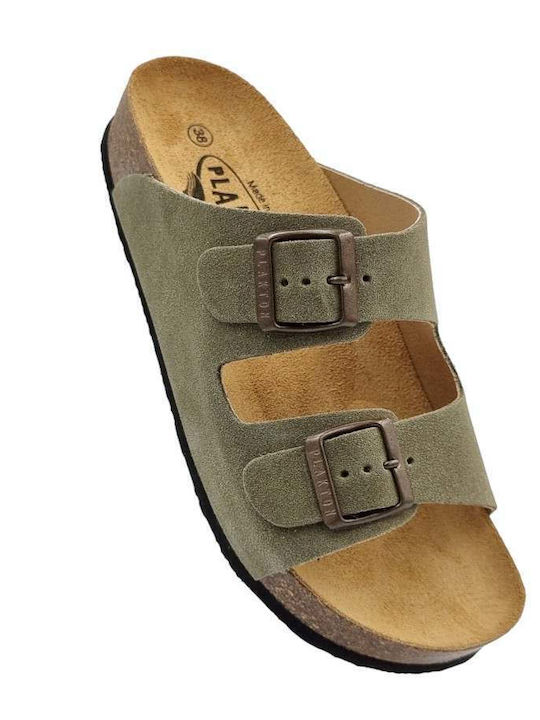 Leather Women's Sandals Khaki