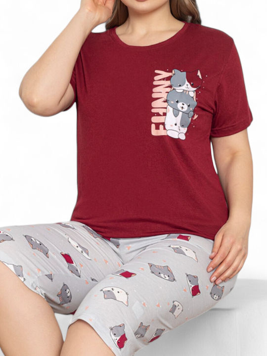 PijaMood Vară Set pijama femei Burgundy