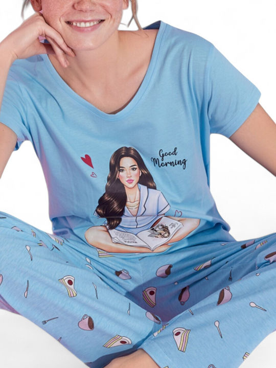 PijaMood Summer Women's Pyjama Set Light Blue