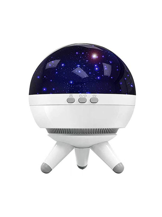 Led Περιστρεφόμενο Παιδικό Φωτιστικό Projector με Προβολή Αστεριών Διάφανο 17x15x13.5εκ.