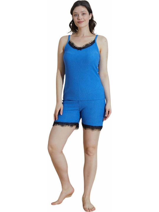 Women's Pyjama Shorts Strap 10439 Blue