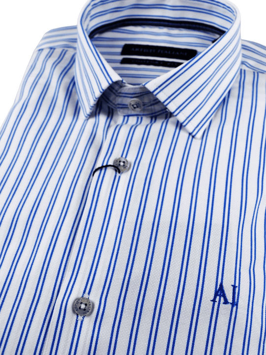 Artisti Italiani Men's Shirt Long Sleeve Striped White