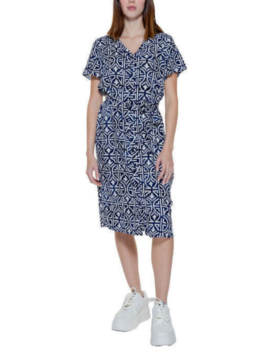 Street One Summer Shirt Dress Dress with Ruffle Blue