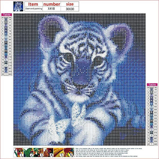 Mozaic Goblin Diamante Zola Model Tigru Albastru Fluturi Accesorii Incluse 30x30