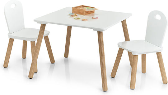 Kids Table Set with Chairs Made of White Wood Zeller