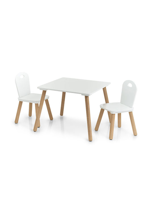 Kids Table Set with Chairs Made of White Wood Zeller