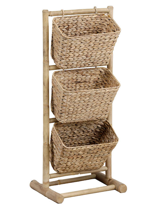 Boden Badezimmerregal Bamboo mit 3 Regalen 40.5x30x92.5cm Beiges