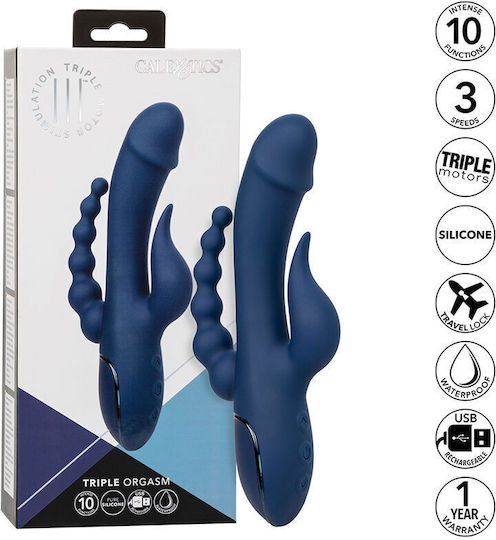 Calexotics Triple Orgasm Δονητής Rabbit με Απομακρυσμένο Έλεγχο Μπλε