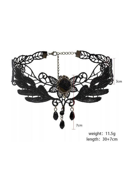 Lace Embroidered Black Choker Necklace Gothic Ch07