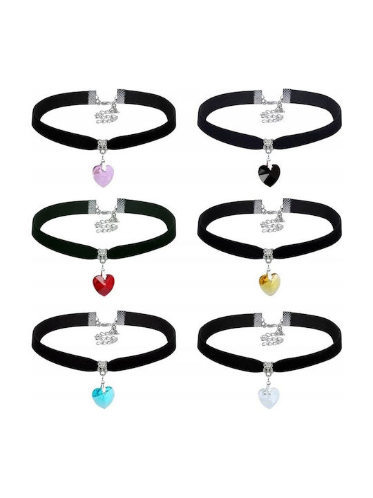 Classic Choker Necklace Crystal Heart Pendant Gothic Blue Classic Choker Necklace Crystal Heart Pendant Gothic Blue