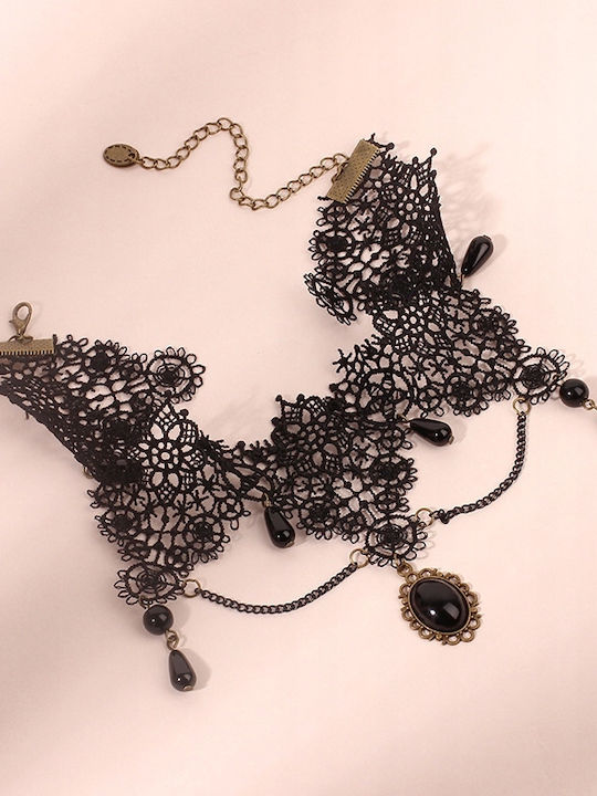 Lace Embroidered Black Choker Necklace Gothic Ch05