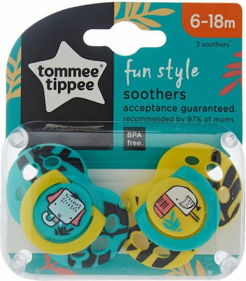 Tommee Tippee Ορθοδοντικές Πιπίλες Σιλικόνης Fun Stye για 6-18 μηνών Ελεφαντάκι - Τουκάν Κίτρινο/Γαλάζιο 2τμχ