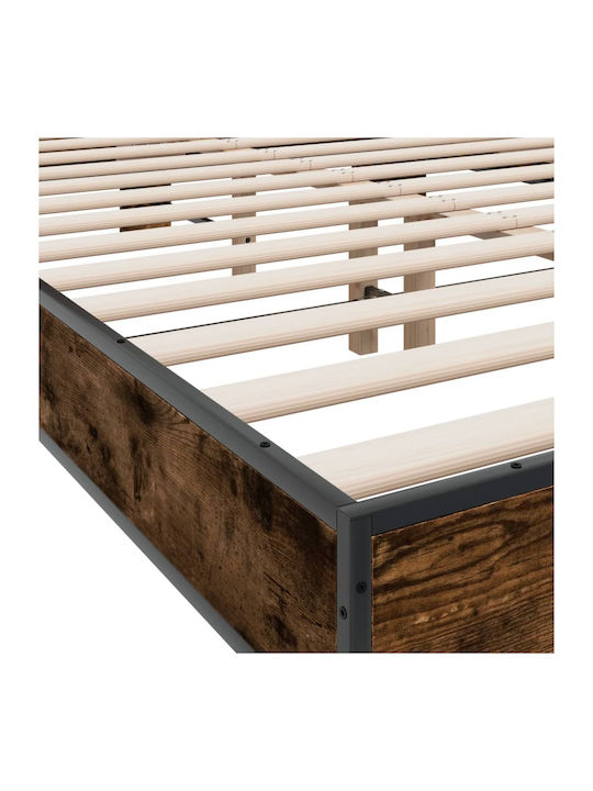 Hälfte-Doppelbett Aus Holz Mit Lattenrost Aus Rauchfichte Für Matratze 120x200cm