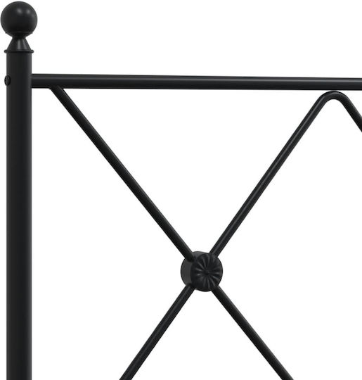 Pat Semi-dublu Metalic Negru cu Plăci pentru Saltea 107x203cm