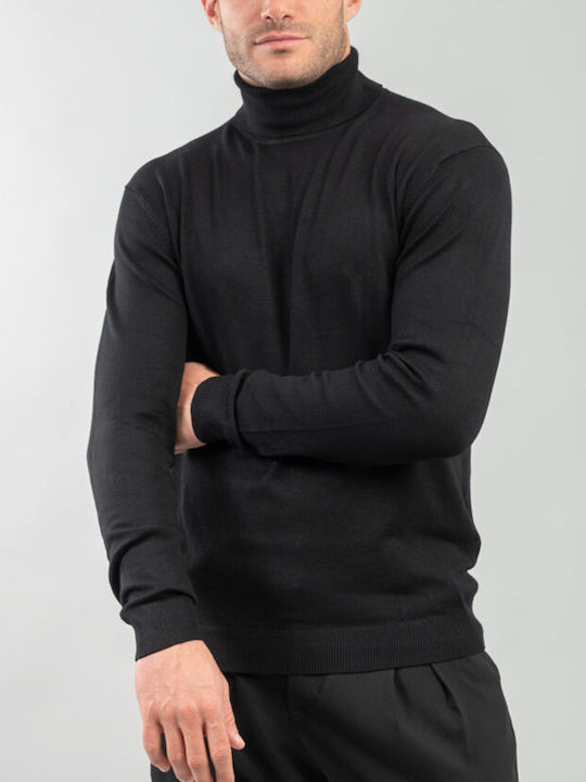 Vittorio Artist Herren Langarm-Pullover Rollkragen BLACK