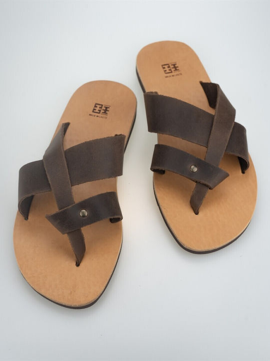 ΞΞ Apokoronas Leder Herrensandalen in Braun Farbe