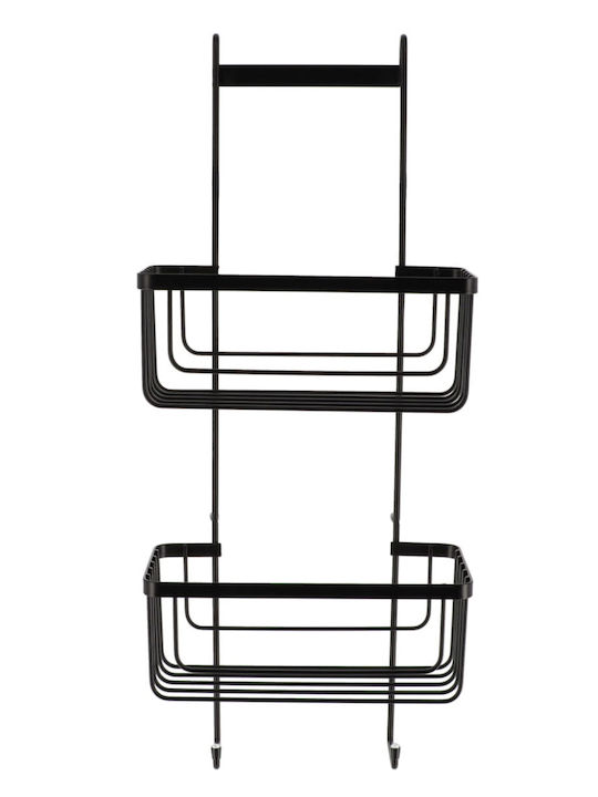 Metallic Wall-Mounted Bathroom Shelf with 2 Tiers 22.5x12.5x60cm