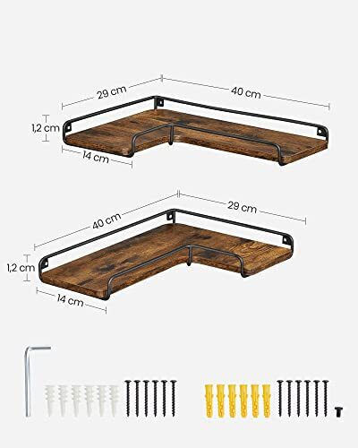 Corner Wall Shelf LS831B01 Grey 40x29x14 cm