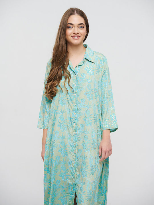 Ble Resort Collection Damenbademode Kaftan Paraliá Blau