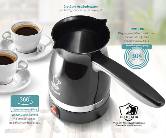 Bruno Electric Greek Coffee Pot 1000W with Capacity 250ml Black