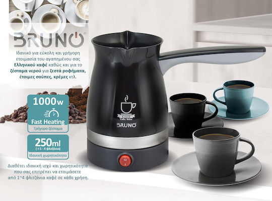 Bruno Electric Greek Coffee Pot 1000W with Capacity 250ml Black