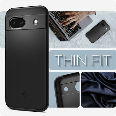 Spigen Thin Fit Задна корица Силикон / Пластмаса Устойчив Черно (Google Pixel 8a - Гугъл Пиксел 8а)