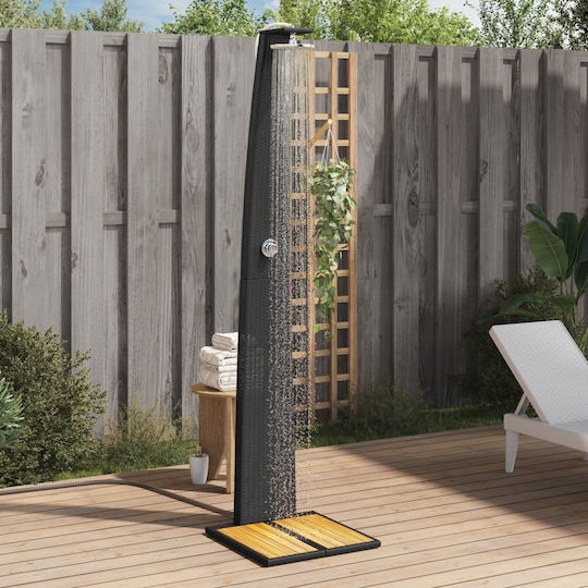 vidaXL Pool Shower Made of Natural Wood 224x60x55cm Black