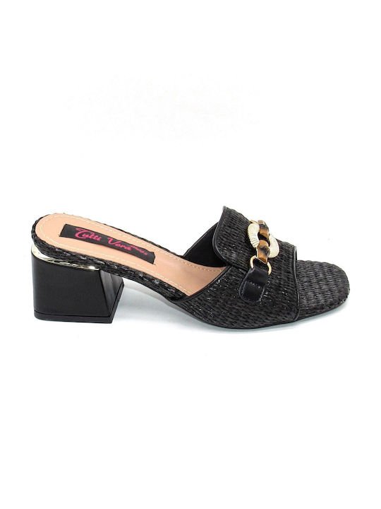 Plato Mules mit Absatz in Schwarz Farbe