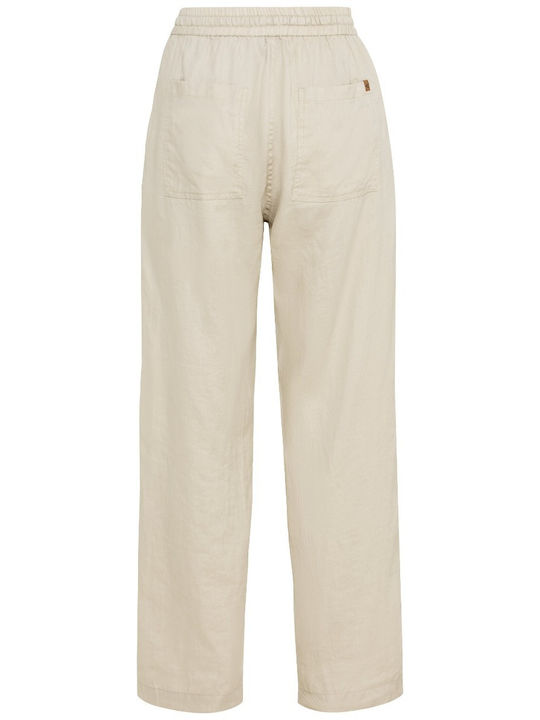 Camel Active Women's Chino Trousers with Elastic in Loose Fit Beige