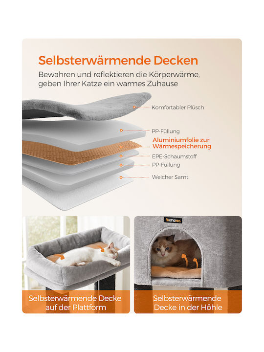 Songmics Scratching Post Cat Trees Gray 50x50x160cm
