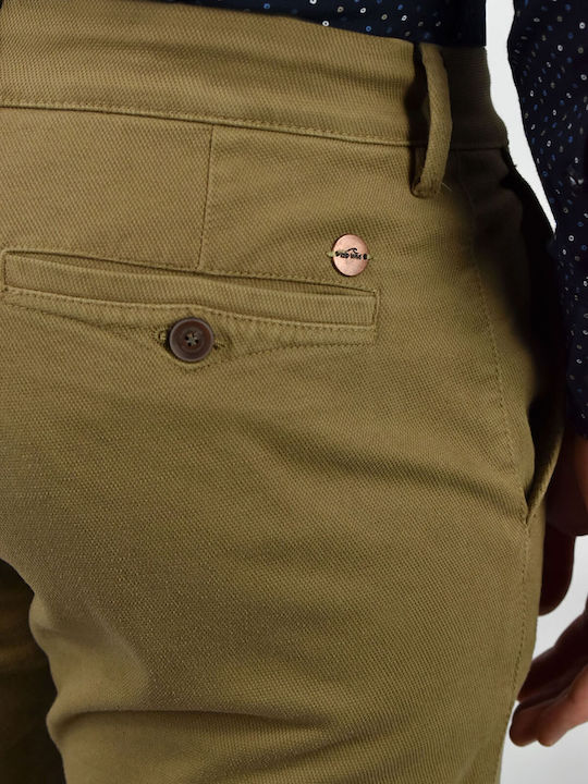 Piros 6 Ανδρικό Παντελόνι Chino Skinny Fit Μπεζ
