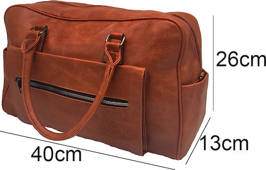Gift-Me Σακ Βουαγιάζ Καφέ Μ40xΠ13xΥ26εκ. από Vegan Δέρμα
