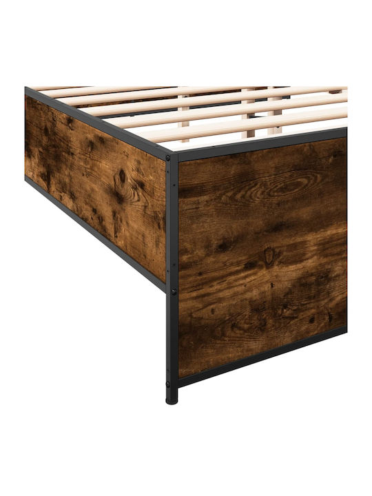 Uppstoffbett Doppelbett Holzbraun mit Lattenrost für Matratze 160x200cm