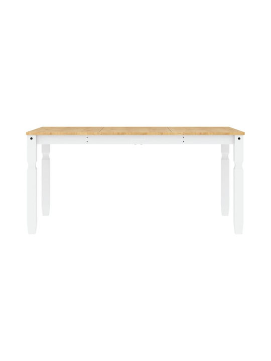 Masă Sala de mese din Lemn Masiv Alb 160x80x75buc