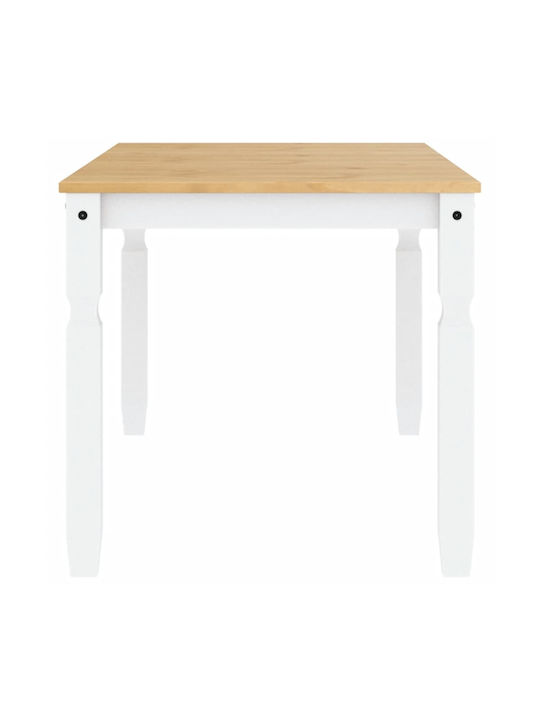 Masă Sala de mese din Lemn Masiv Alb 160x80x75buc