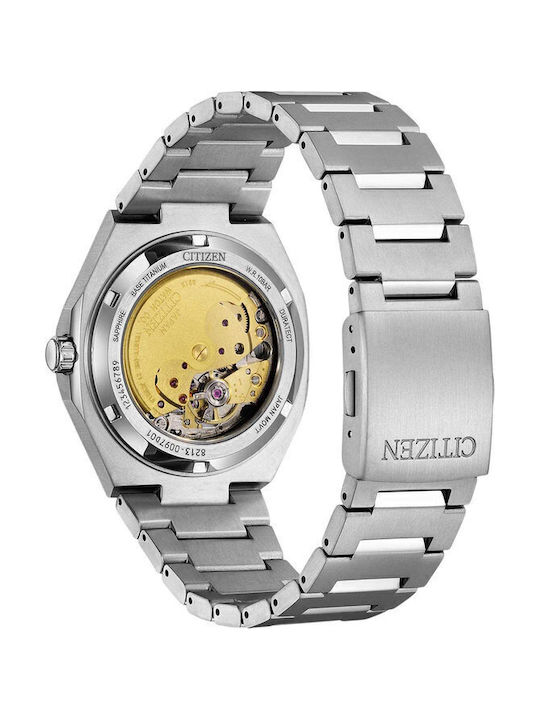 Citizen Ανδρικό Ρολόι 41mm Αυτόματο με Ασημί Μεταλλικό Μπρασελέ