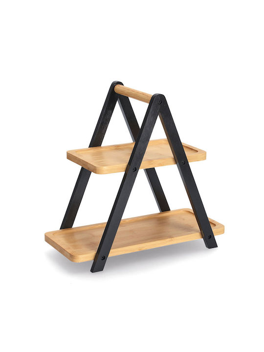 Zeller Wooden Tiered Appetizer Stand 2 Tiers Beige Ø34xY32cm P34xM17.2xY32cm