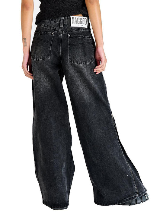 The Ragged Priest Women's Jean Trousers Flared in Relaxed Fit Charcoal